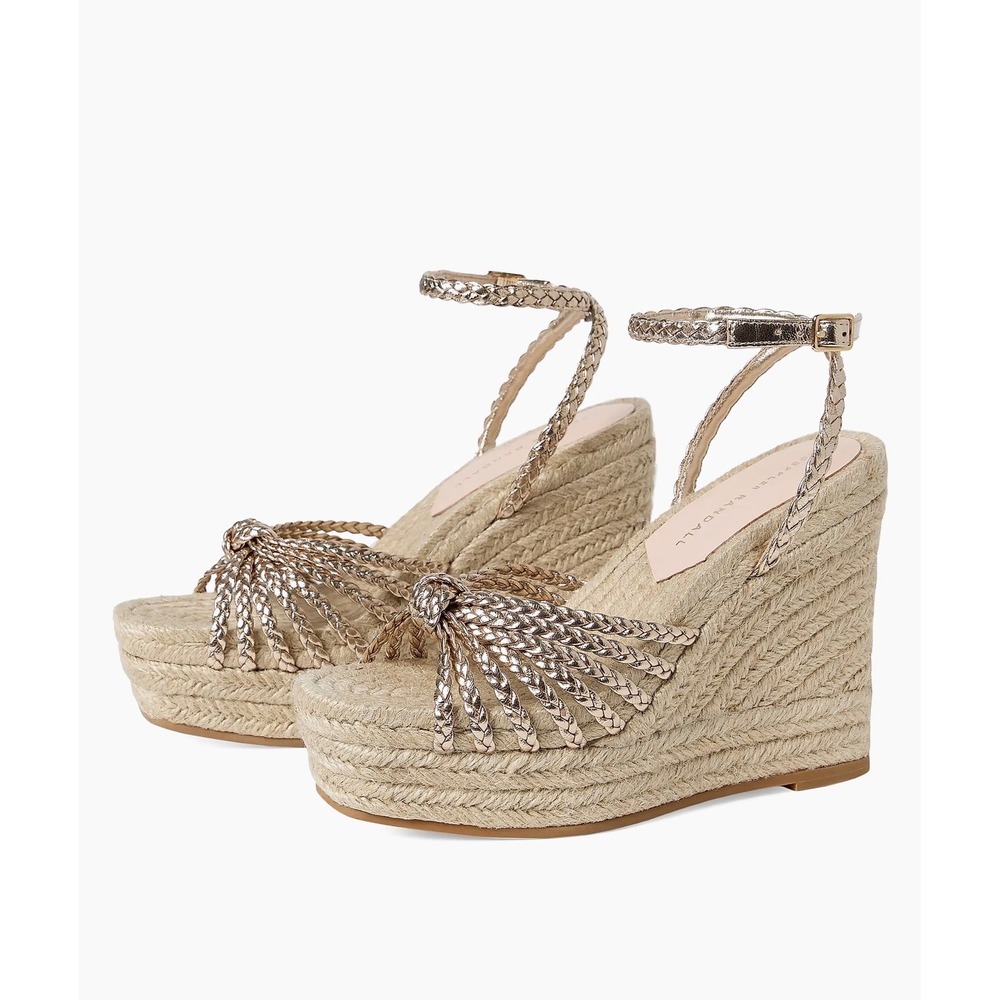 Loeffler Randal Pamela Mignon metallic leather platform wedge sandals in Gold 10 - Picture 13 of 15